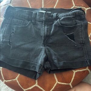 Old Navy Black Jean Shorts Distressed Mid-Thigh